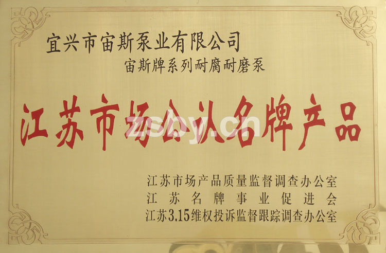 江蘇市場公認(rèn)名牌產(chǎn)品:宙斯牌系列耐腐耐磨泵