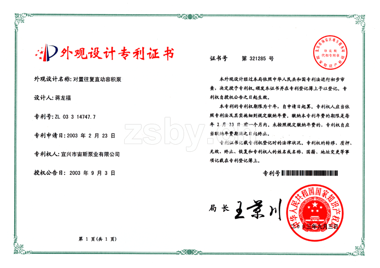 對置往復(fù)直動容積泵